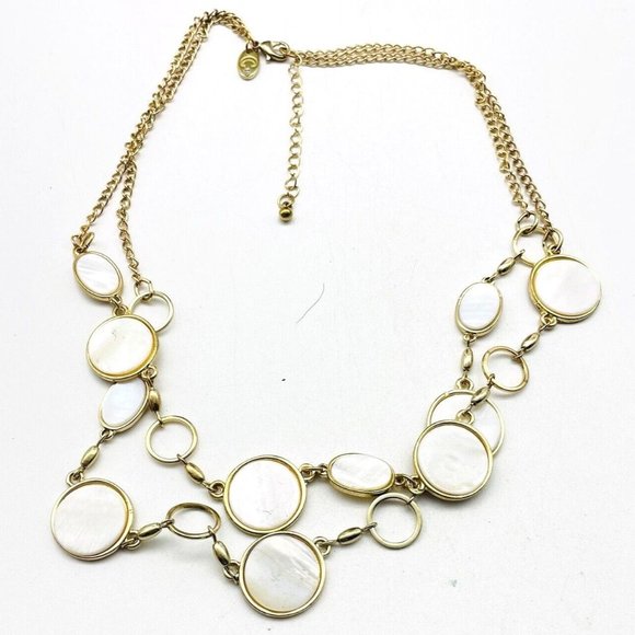 Charming Charlie Signed Shell Station Necklace Gold Tone Beach Coastal Islands - Picture 1 of 9